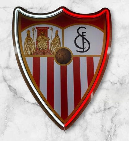 Escudo Luminoso neón LED regalo Sevilla Decoración de Pared, Diseño, Rojo y Blanco