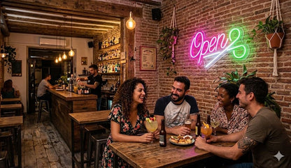 Letrero Neón de Peluquería Open con Tijeras, Luz neón LED, Rosa y Verde, Decoración de Pared con base metacrilato transparente, cadena, cable de 1.5 m y alimentación 12 v medidas 75x40 cm