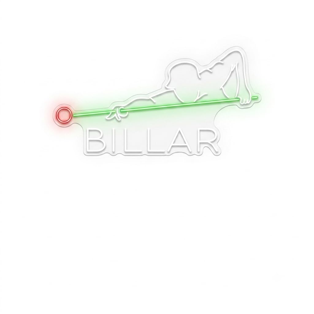 soloLED Letrero CARTEL BILLAR NEON brillante Escaparate, Decoración de Pared en Metacrilato transparente, Luz Brillante, aproximadamente 50 cm alimentación 12v