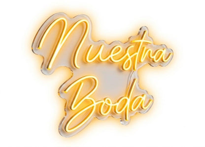 Letrero LED Neón Blanco 'Nuestra Boda' para Decoración de Bodas, Iluminación Decorativa 60cm aproximadamente