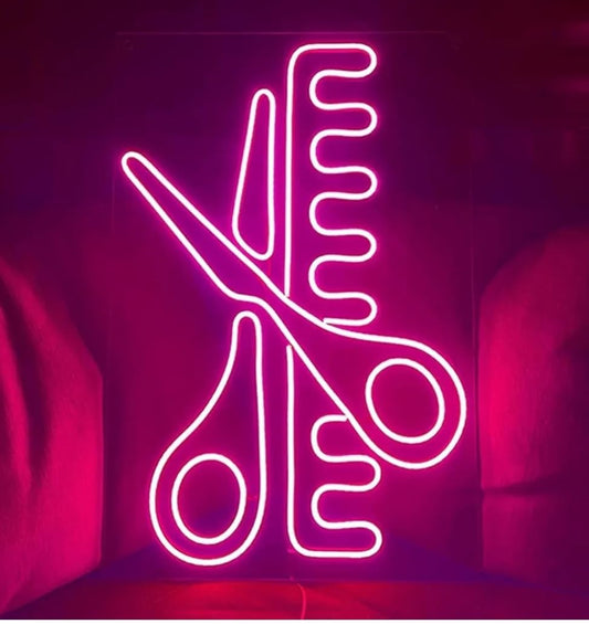 Luces nocturnas de neón,letreros de tijeras de neón,letreros de neón en paneles traseros de acrílico para la decoración de salones de Negocios y paredes de peluquerías,elegir color