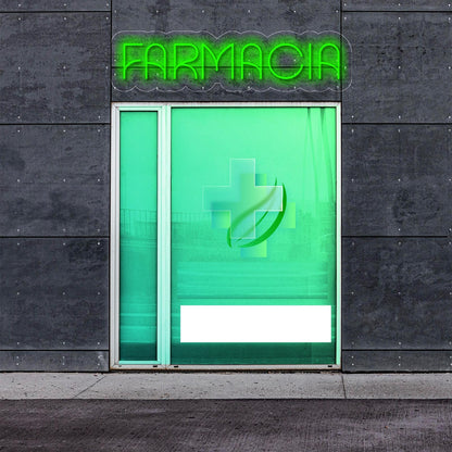 Letrero LED Neón Farmacia, Verde Brillante, 50 cm x 13 cm, Iluminación Decorativa para Exterior
