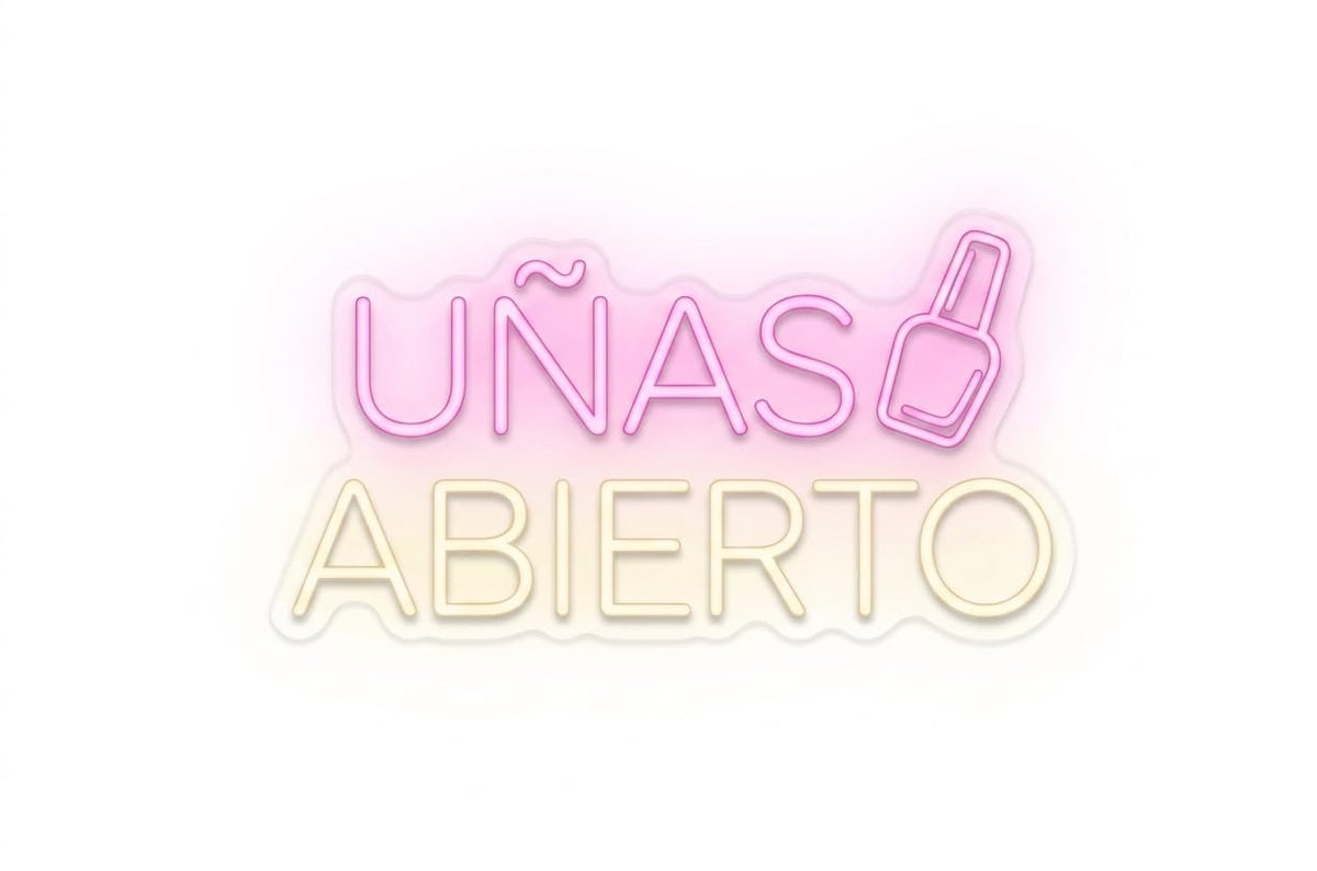 soloLED Letrero bajo coste UÑAS abierto Cartel Luminoso LED Escaparate, Decoración de Pared en Metacrilato, Luz Brillante, aproximadamente40 y 50cm alimentación 12v