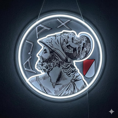 SOLOLED Letrero de Neón LED Escudo futbol Ajax champions Ligue de Pared, Luz Colgante vinilo, metacrilato neón led 40x30cm aproximadamente 12 v