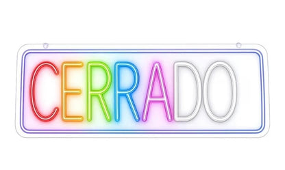 SOLOLED Letrero led neón flex Cerrado cartel metacrilato transparente medidas 35cm aproximadamente alimentacion 12 v