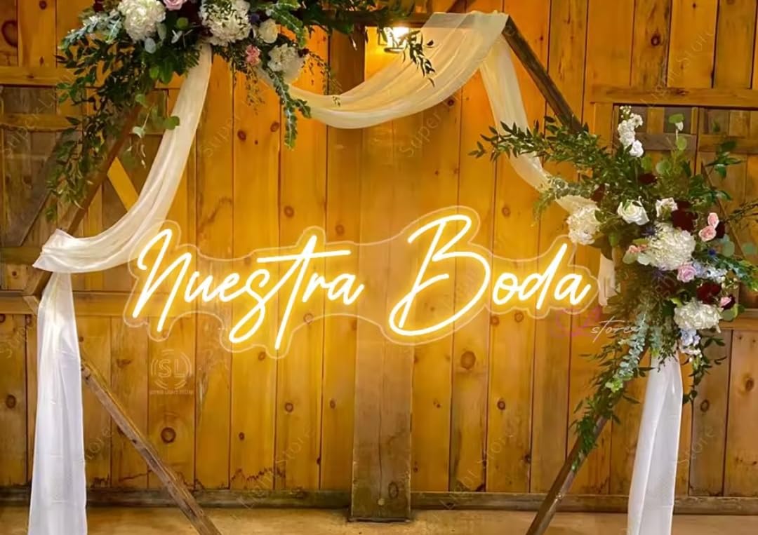 Letrero LED Neón Personalizado 'Nuestra Boda', Iluminación Decorativa para Boda.