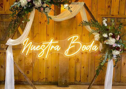 Letrero LED Neón Personalizado 'Nuestra Boda', Iluminación Decorativa para Boda.