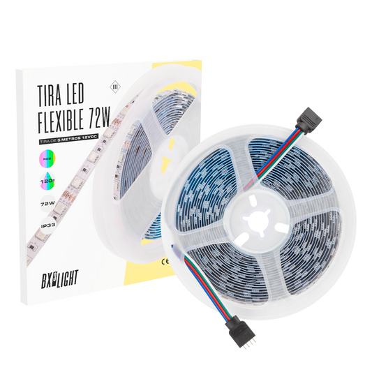 Tiras de Led Flexible 72W IP20 RGB 12 VDC  5 m. [BX3-219012-RGB-IP33]