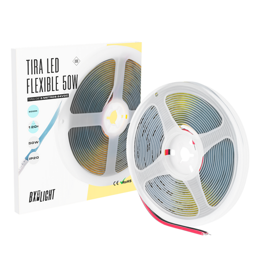 Tiras de Led Flexible 50W IP20 6000 K 24 VDC  5 m. [BX3-COB-320-24DC-CW]