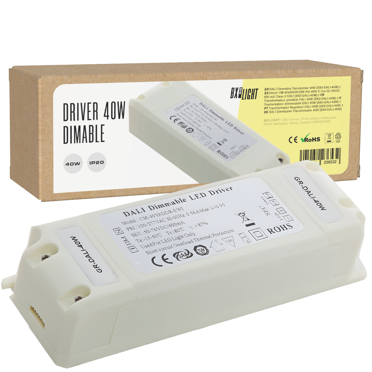 Driver CM-40VADDR-EMI Pot.40W V Out 50-76VDC 600 mA Clase II DALI [BX3-DALI-40W]