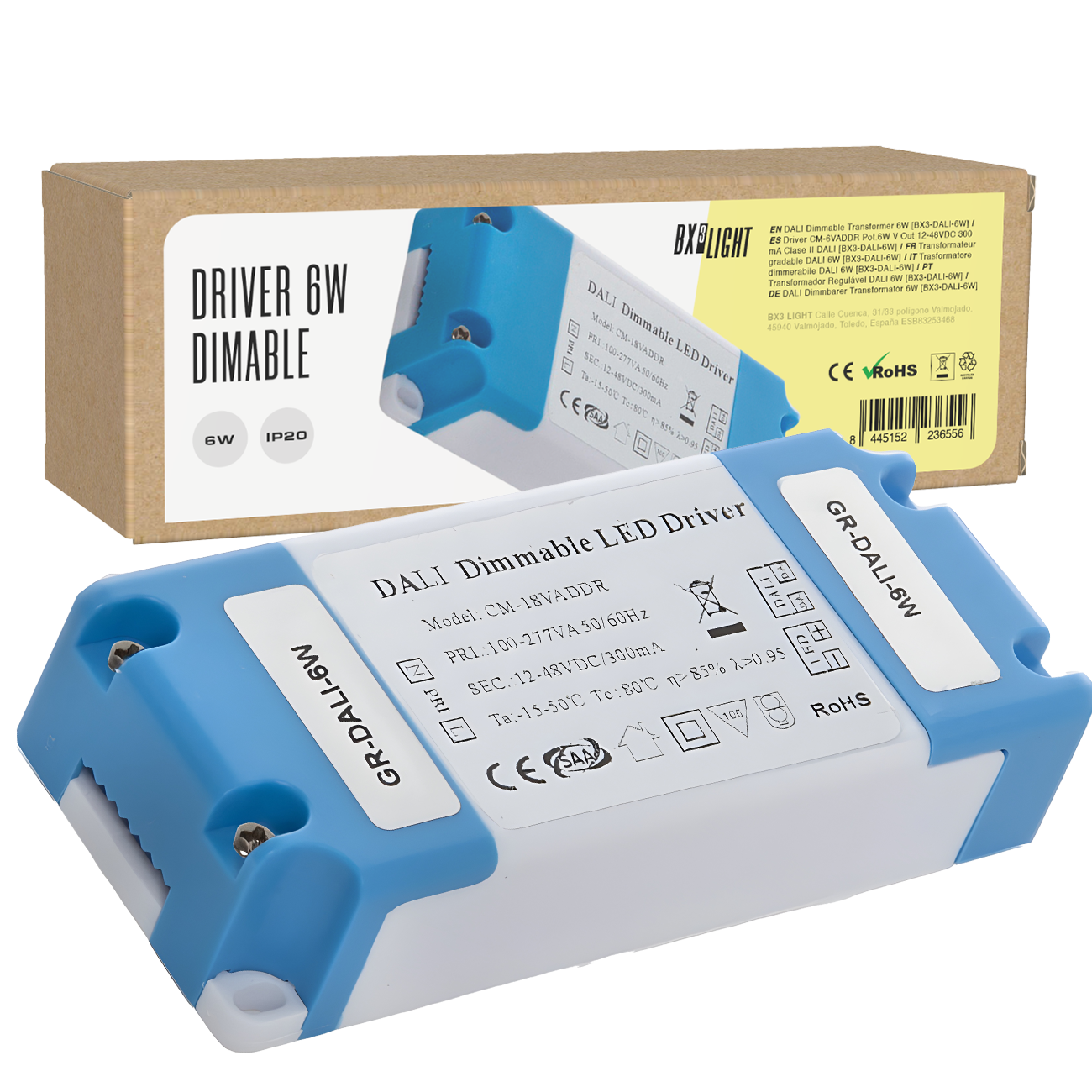 Driver CM-6VADDR Pot.6W V Out 12-48VDC 300 mA Clase II DALI [BX3-DALI-6W]