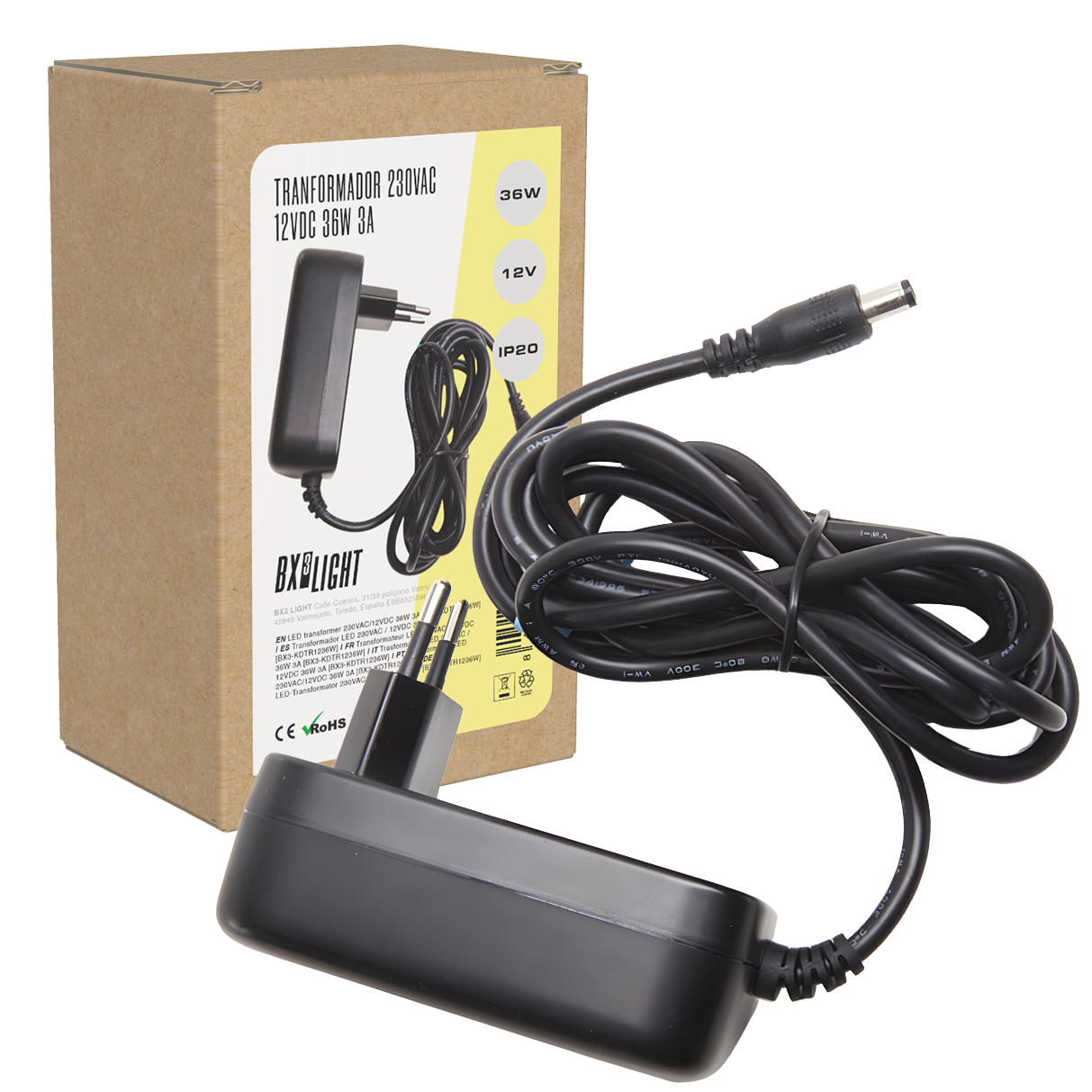 Transformador LED 230VAC/12VDC 36W 3A  [BX3-KDTR1236W]