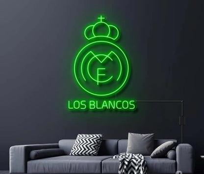 Letrero LED Neón Personalizado (Nombre no incluido) escudo, Iluminación Interior, Diseño escudo R.Madrid.