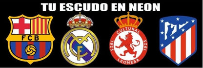 cartel escudo de neón led flex metacrilato y vinilo del Atlántico de Madrid de la liga de fútbol,regalo, para pared de un bar