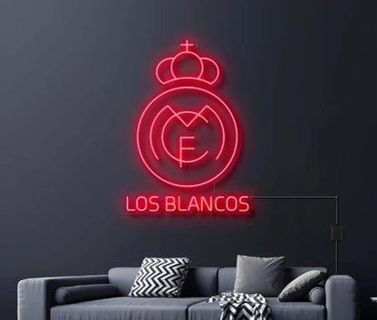 Letrero LED Neón Personalizado (Nombre no incluido) escudo, Iluminación Interior, Diseño escudo R.Madrid.