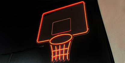 Lámpara de Neón LED Decorativa, Diseño de Baloncesto, Luz Roja para Pared, 58x50 cm, 12V
