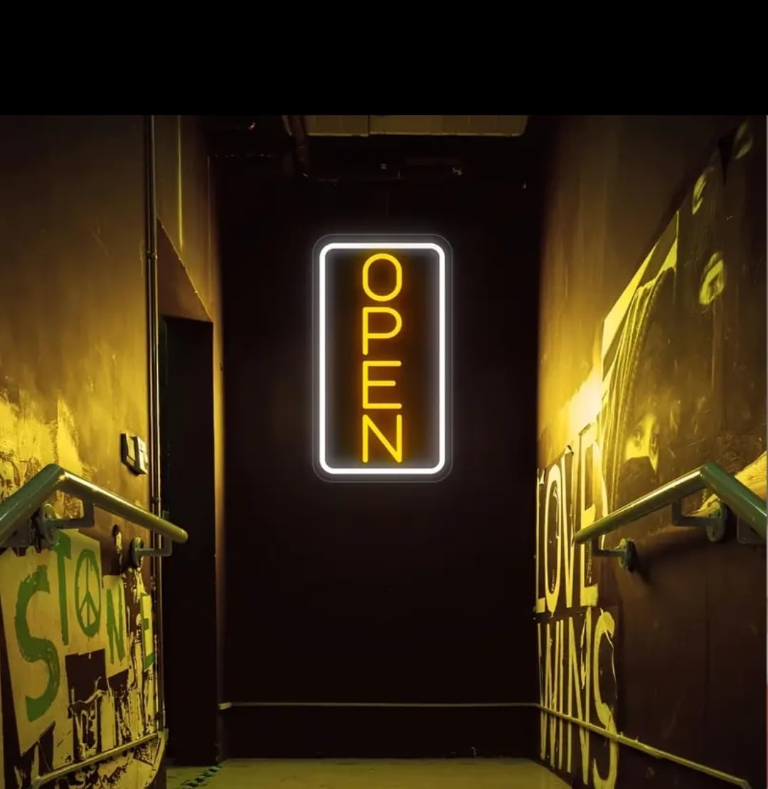 Letrero Neón LED 'Abierto' Amarillo y Blanco | soloNEON