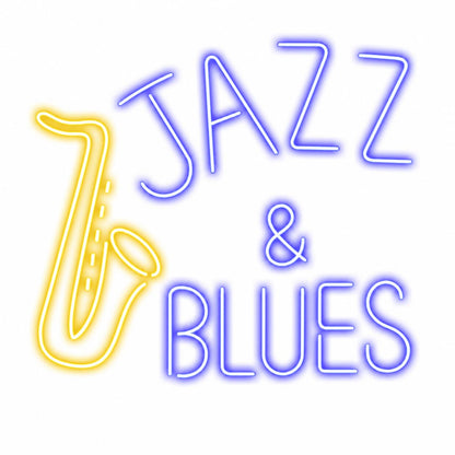 soloLED Letrero CARTEL JAZZ Y BLUES LED NEON brillante Escaparate, Decoración de Pared en Metacrilato transparente, Luz Brillante, aproximadamente 60cm alimentación 12v