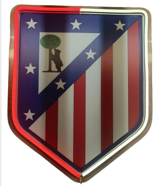 Escudo del Atlético, Insignia Deportiva en Relieve con neón led y césped artificial no incluido