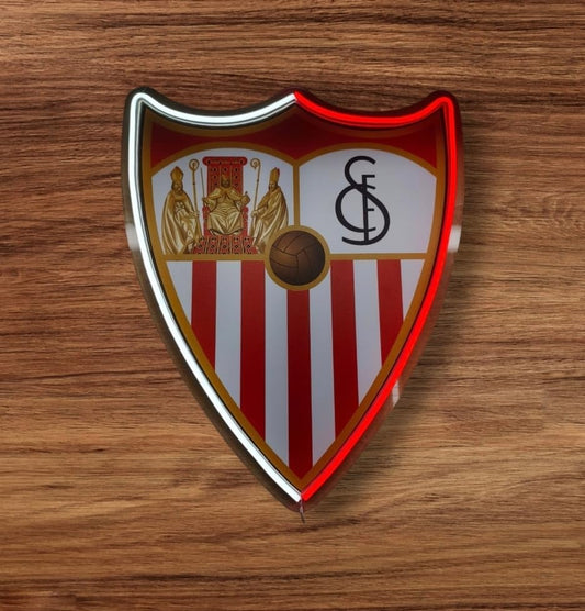 Escudo Luminoso neón LED regalo Sevilla Decoración de Pared, Diseño, Rojo y Blanco