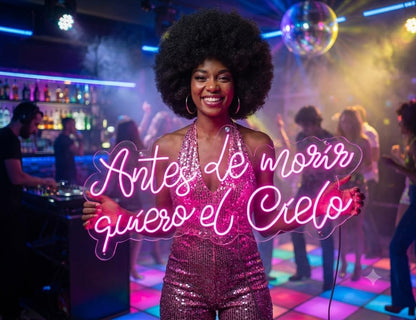 Letrero de Neón antes de morir quiero el cielo Cartel Luminoso Decorativo APROXIMADAMENTE 80CM ALIMENTADOR 12 V