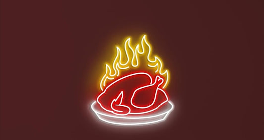 Letrero LED de Neón con Diseño de Pollo en Llamas, Decoración de Pared para Restaurante, Arte de Tienda de Pollos