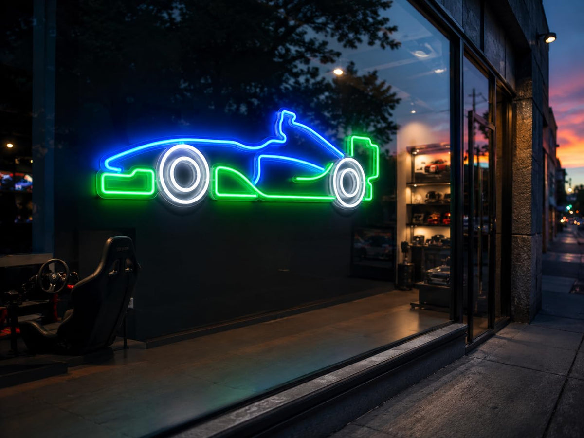 soloLED Letrero Coche deportivo carrera Cartel Luminoso LED Escaparate, Decoración de Pared en Metacrilato, Luz Brillante, aproximadamente 51x21cm alimentación 12v