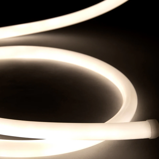 Tira LED Neón Flexible Circular - 220V - Instalación sobre superficie - Ø15mm 22W/m x1M IP67 - Amarillo