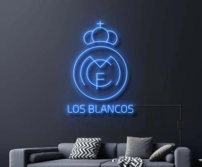 Letrero LED Neón Personalizado (Nombre no incluido) escudo, Iluminación Interior, Diseño escudo R.Madrid.