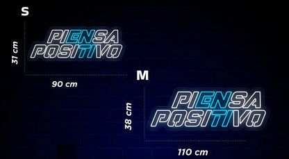 Letrero PIENSA POSITIVO Cartel Luminoso LED, aproximadamente 90X31 cm