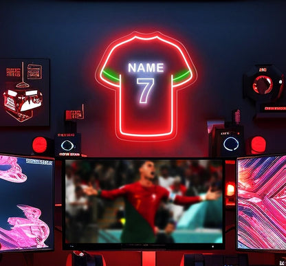 Letrero de Neón Personalizado solo hecho por encargo de Fútbol, Decoración de Camiseta Deportiva, Regalo para Jugadores