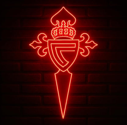 Letrero escudo de fútbol Vigo LED de Neón Decorativo, Corona Real, Luz Roja, Diseño Clásico para Pared