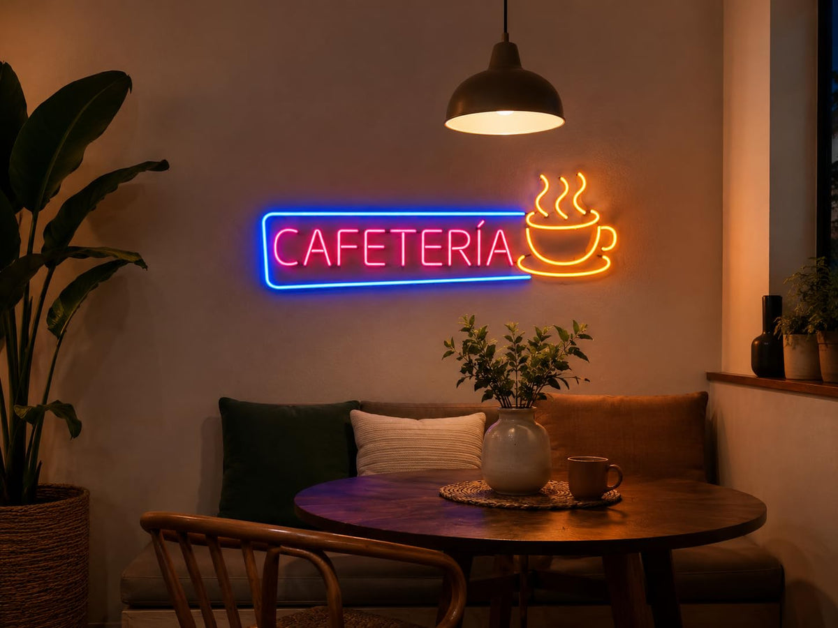 soloLED Letras de Neón Led Cafetería - Metracrilato, Tamaño M, L, XL - Señalización Decorativa para Negocios