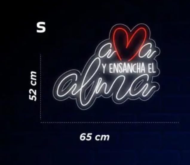 Letrero LED Decorativo de Neón, Mensaje 'Y Ensancha el Amor', Luz Blanca y Roja, Montaje en Pared