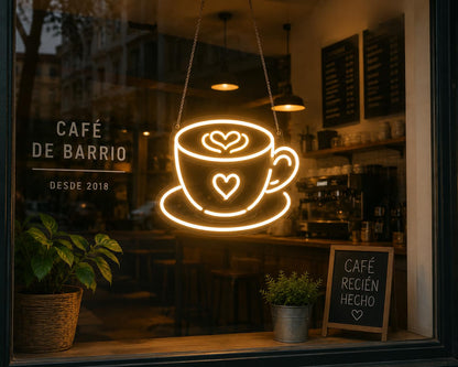 SoloLED Letrero Neón LED café cafetería restaurante 40cm aproximadame alimentación 12v