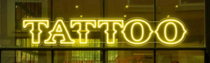 Letrero LED de Neón TATTOO, Iluminación Decorativa Brillante Amarilla, Señalización Comercial