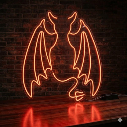 soloLED Letrero ALAS DE DEMONIO LED NEON Escaparate, Decoración de Pared en Metacrilato, Luz Brillante, aproximadamente 78cm aproximadamente alimentación 12v