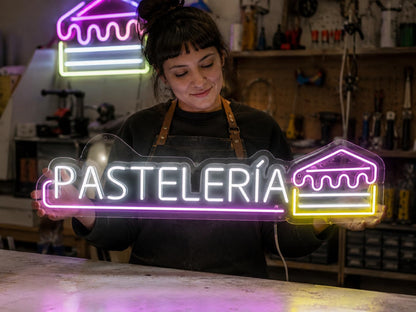 Letrero Pateleria para negocio Cartel Luminoso LED Escaparate, Decoración de Pared en Metacrilato, Luz Brillante, aproximadamente 100X19cm alimentación 12v