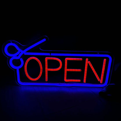 Letrero de neón abierto de barbería, letrero LED USB grabado en 3D