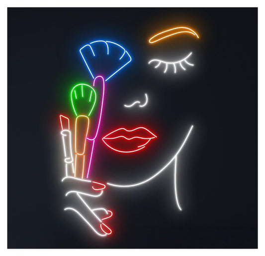 MENGE Lámpara de señalización Letrero De Neón Para Maquillador, Cosméticos, Productos Belleza, Luz LED, Escaparate, Entrada Comercial, 63cm