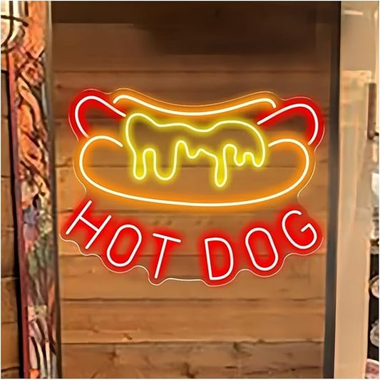 Luces Art Decoration Christmas Letreros De Neón Para Tienda De Perritos Calientes Con Alimentación 12V, Luces De Neón Para Perritos Calientes, Decoración De Pared 30cmx40cm