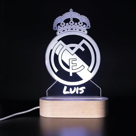 SOLOLED Regalos Madrid Barcelona - Futbol Lampara Personalizada - Dia del padre Regalo navidad reyes Comunion Cumpleaños Niño adolescente Mesa de Noche Luz infantil futbolistas Originales fc (MADR1D)