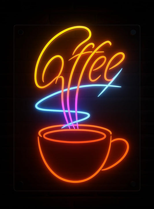 Letrero LED de Neón Decorativo para Café, Multicolor, Diseño de Taza de Café 40l. x 50an. centímetros