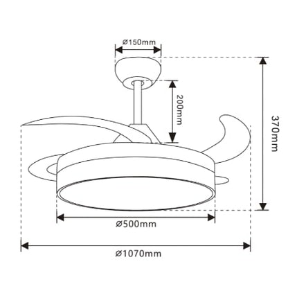 Genérico andiluz Noia Blanco Ventilador de Techo LED, Luz Integrada, Diseño Moderno, Color Blanco
