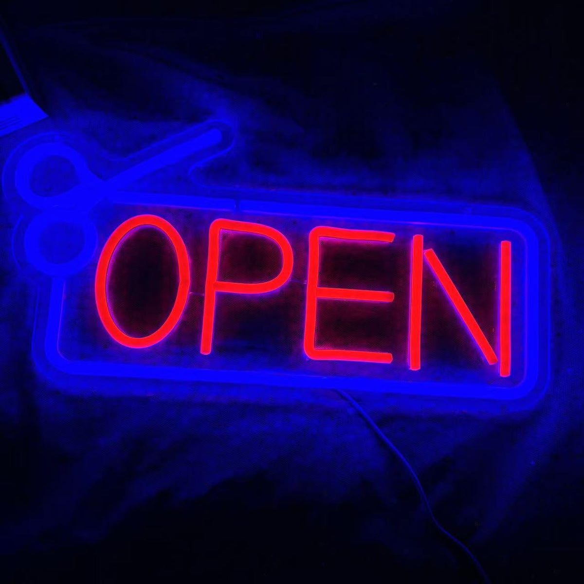 Letrero de neón abierto de barbería, letrero LED USB grabado en 3D
