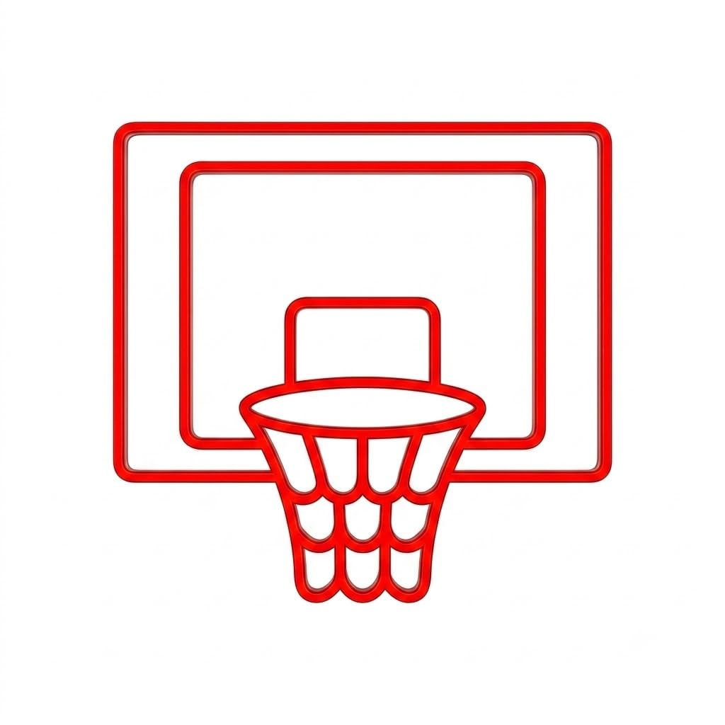 Lámpara de Neón LED Decorativa, Diseño de Baloncesto, Luz Roja para Pared, 58x50 cm, 12V