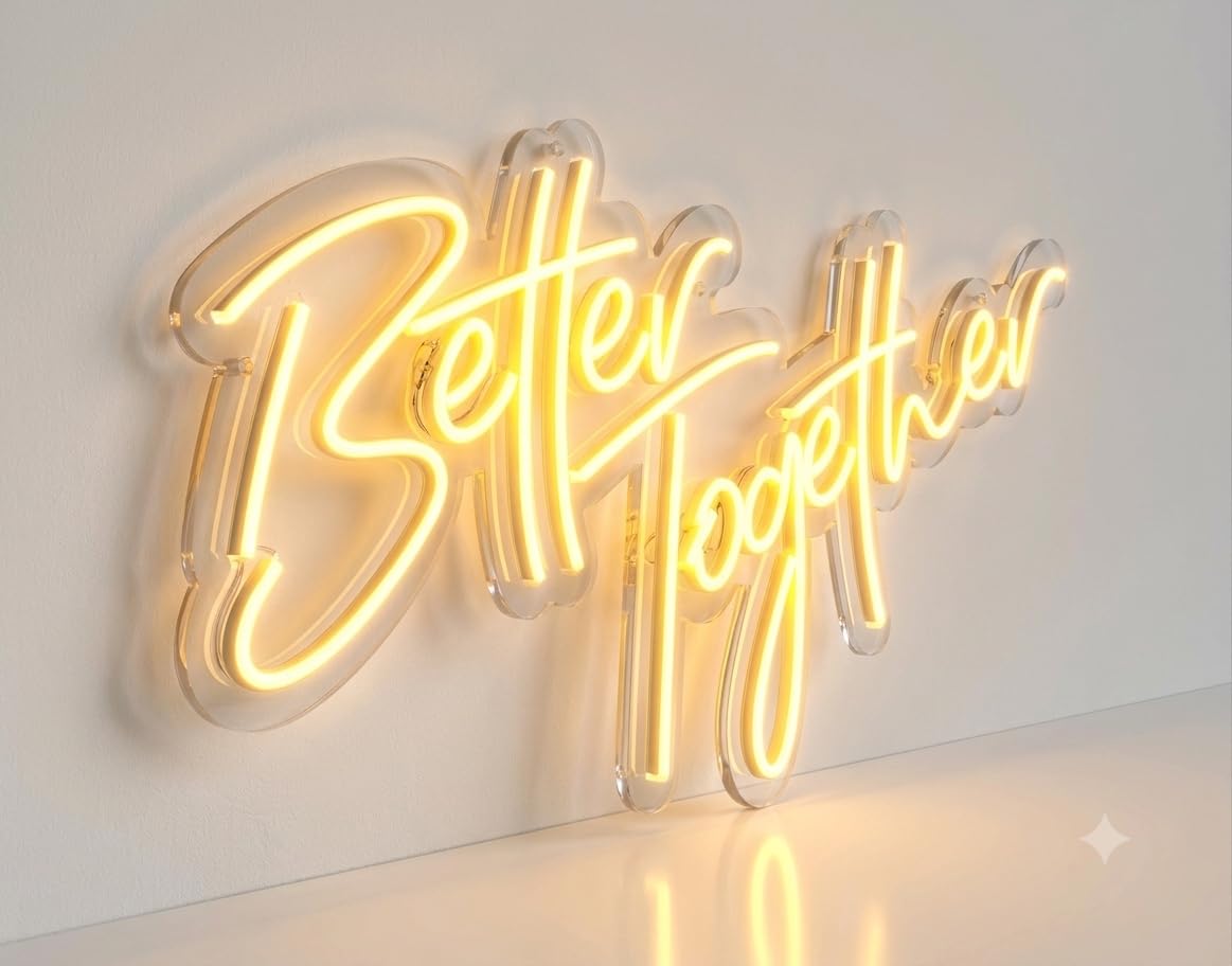SOLOLED Letrero Neón LED 'Better Together' 75cm Cartel Luminoso Decorativo para Boda, Aniversario, Dormitorio, San Valentín, Regalo de Pareja, 12V Bajo Consumo