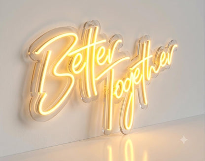 SOLOLED Letrero Neón LED 'Better Together' 75cm Cartel Luminoso Decorativo para Boda, Aniversario, Dormitorio, San Valentín, Regalo de Pareja, 12V Bajo Consumo