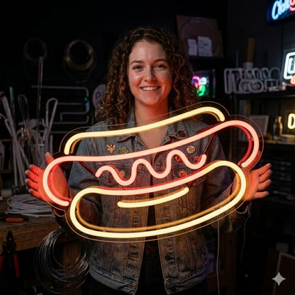 SOLOLED Letrero bajo costePerrito caliente abierto Cartel Luminoso LED Escaparate, Decoración de Pared en Metacrilato, Luz Brillante, aproximadamente 40x25cm alimentación 12v