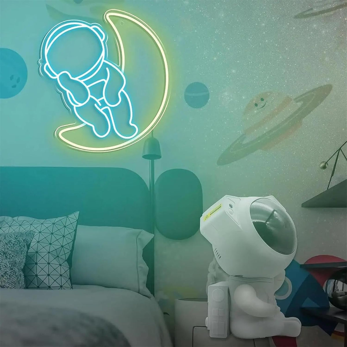 Letrero neón led Astronauta Luces neón Fiesta Boda Letrero neón Fiesta Navidad Jugador habitación Adolescente decoración Eventos Festivales Bodas Dormitorio Bar Sala Club Arte29l. x 30an. centímetros